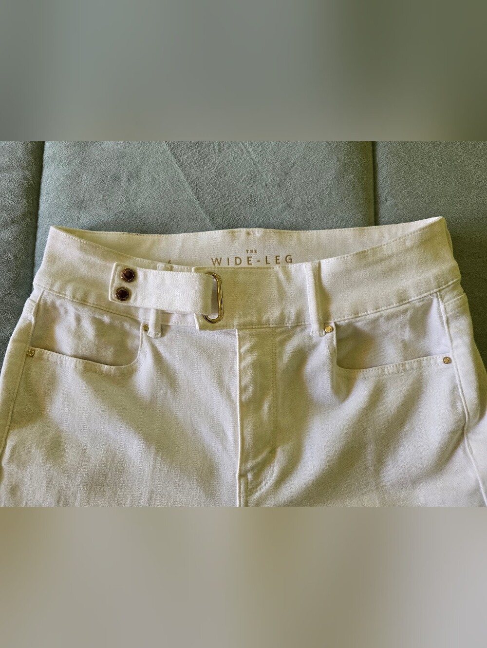 White House Black Market Minimalist Cream Wide-Leg High Rise Jeans, Size 4 - Picture 6 of 12